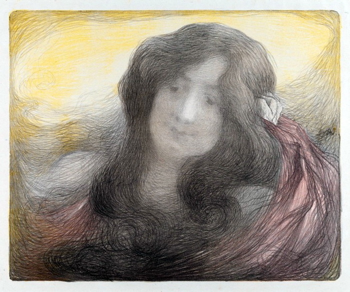 1900 Молодая ж-на с длин. волосами. Young Girl with Long HairColor lithograph. 46.8 x 64.4 см. МОМА. (700x585, 174Kb)
