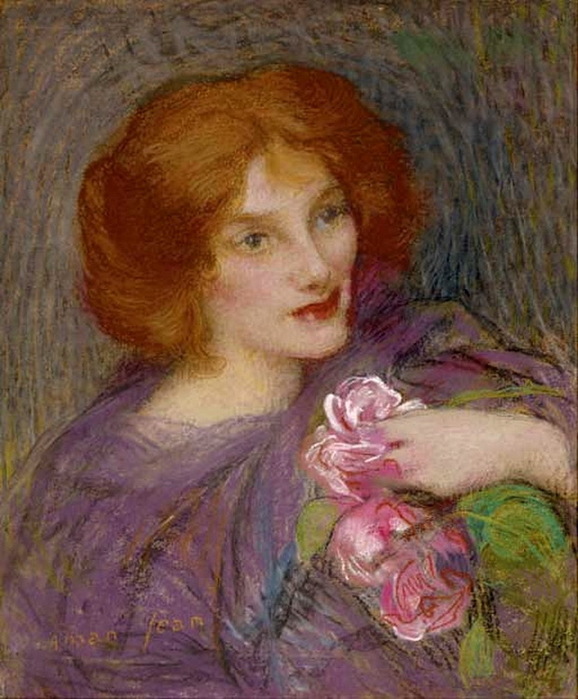 1910 Молодая красавица с цветами. Б.г. Бум, паст, уголь. 54 x 45.1 cm. Кристис Нью-Йорк 2007. Прод. USD 5,760 (578x700, 132Kb)