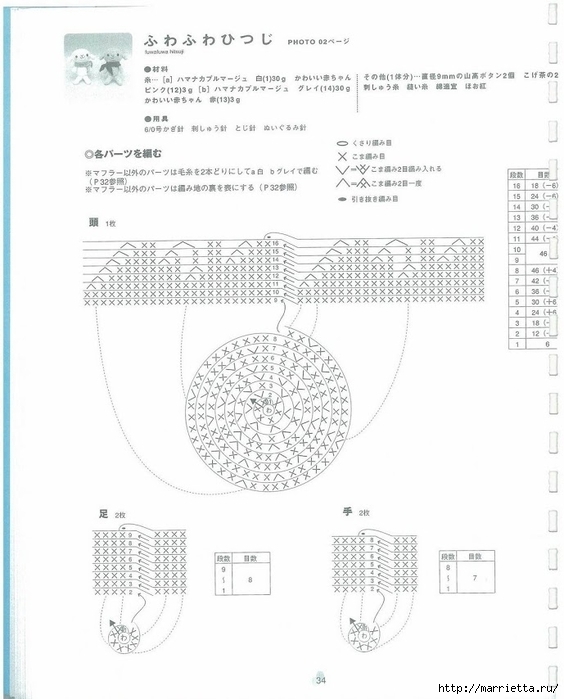 Игрушки АМИГУРУМИ крючком. Японский журнал со схемами (35) (564x699, 169Kb)