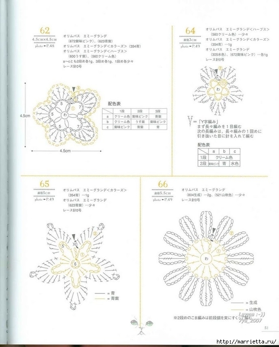 Цветочные мотивы крючком. Японский журнал со схемами (48) (562x699, 176Kb)