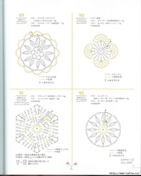 Цветочные мотивы крючком. Японский журнал со схемами (68) (562x699, 185Kb)