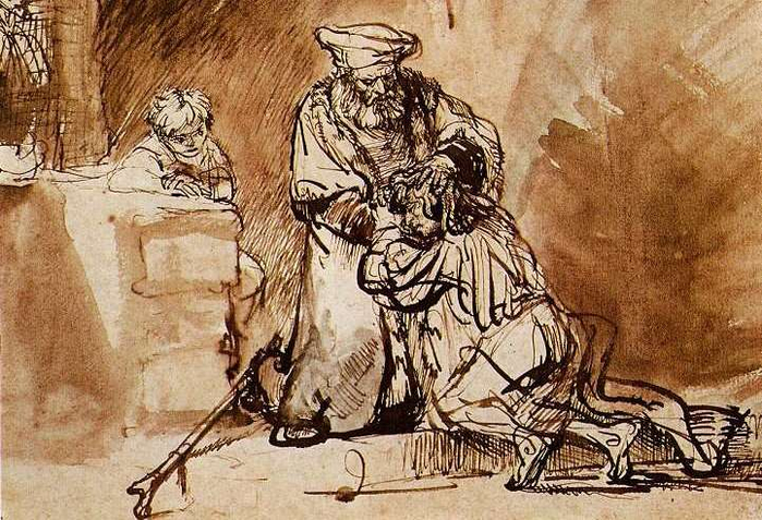 Prodigal_son_by_Rembrandt_drawing_1642 (700x477, 470Kb)