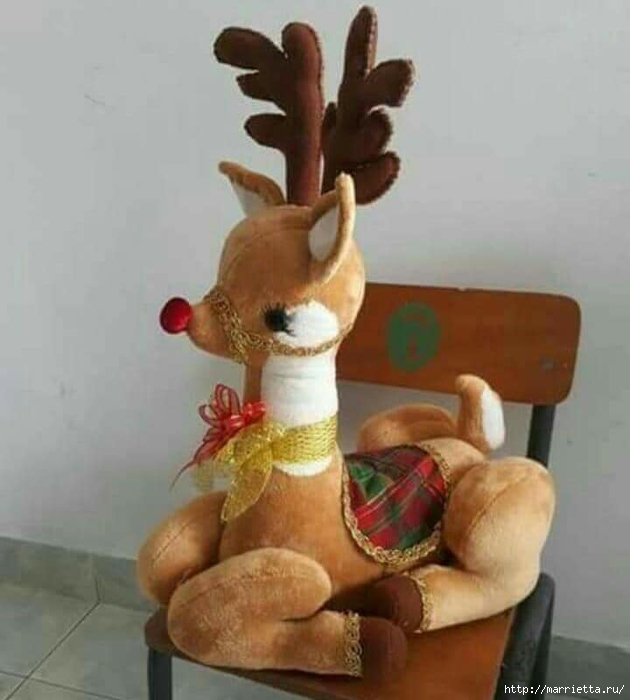 Рождественский олень - шьем игрушку из искусственного меха (1) (630x700, 184Kb)