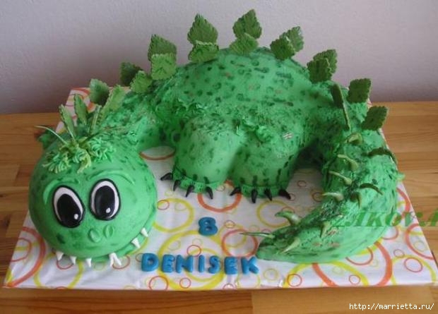 Детский 3d торт «Динозаврик» из сахарной мастики (6) (620x445, 134Kb)