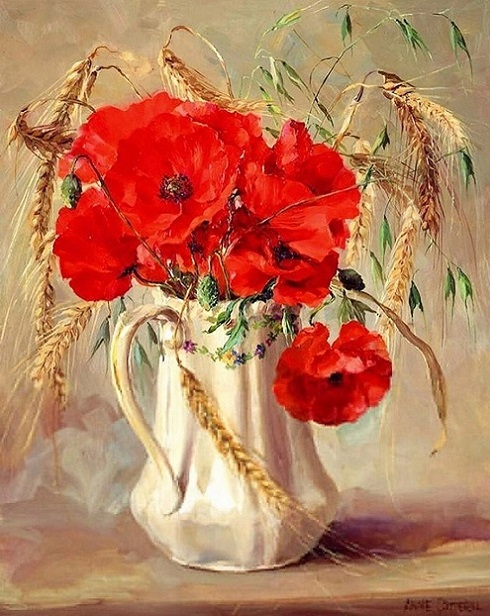 3 Field Poppies and Corn (490x616, 303Kb)