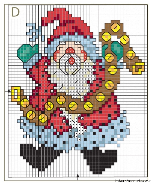 Санта Клаус на подушке. Схемы вышивки крестом (4) - копия - копия (511x615, 299Kb)
