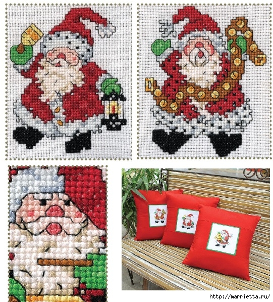 Санта Клаус на подушке. Схемы вышивки крестом (8) - копия - копия (541x597, 376Kb)