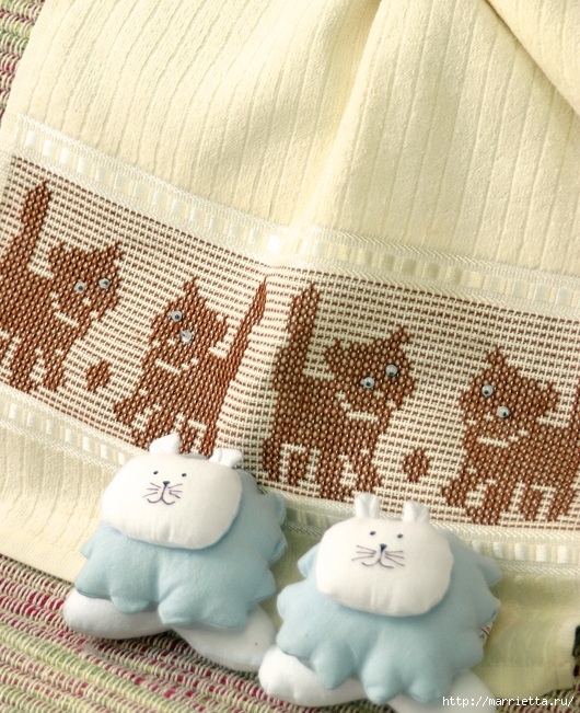 Котята на полотенце. Схемы вышивки (530x651, 310Kb)