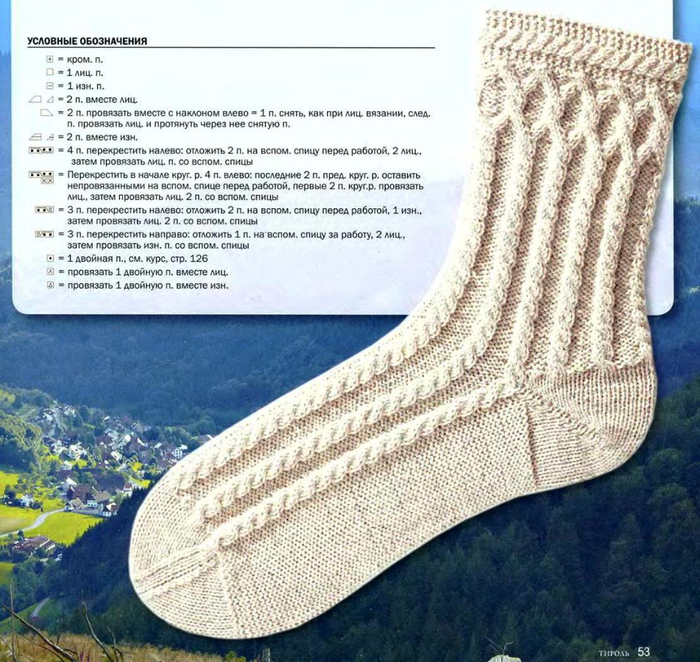 Красивые носки спицами с описанием и схемами фото ажурные