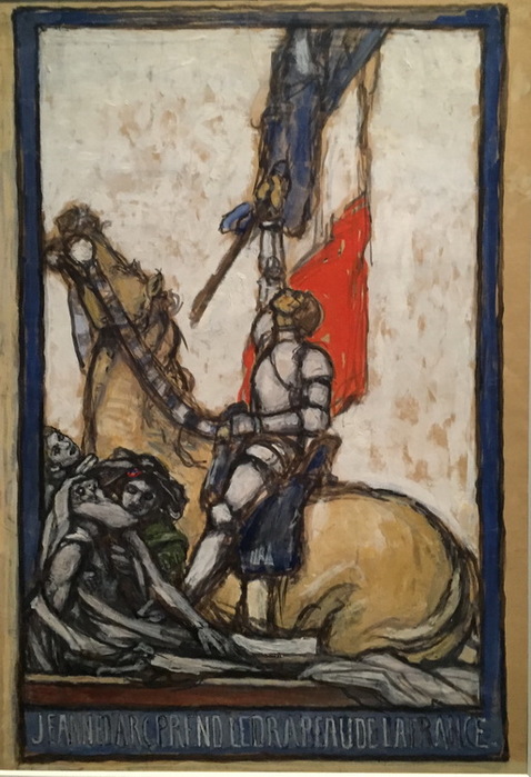 1914 Jeanne d'Arc prend le drapeau de la France. Huile sur papier.  (478x700, 117Kb)