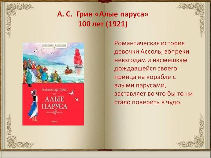 Краткое содержание книги алые. Книга юбиляр Алые паруса Грин. 100 Лет Алые паруса а Грина 1922. 100 Лет «Алые паруса», Грин а. (н.ф.Гриневский. 100 Лет книге Алые паруса.