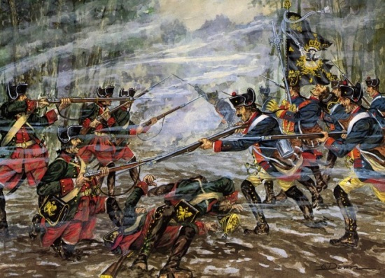 10 пехота Фридриха в атаке (550x397, 247Kb)