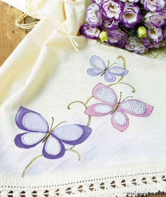 Бабочки на полотенце. Шаблоны для росписи (1) (531x628, 243Kb)