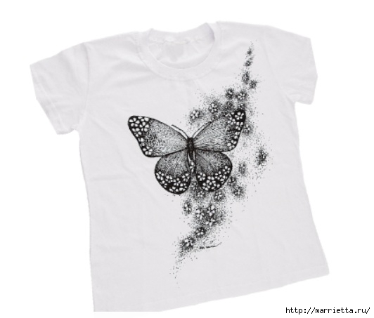 Бабочка на футболке. Роспись акрилом (1) (532x453, 69Kb)