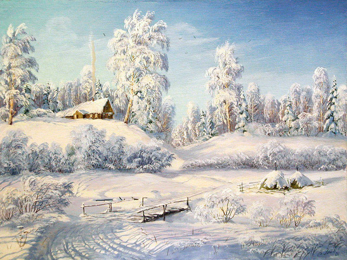 Виктор Янов зимний пейзаж 1 (700x525, 581Kb)
