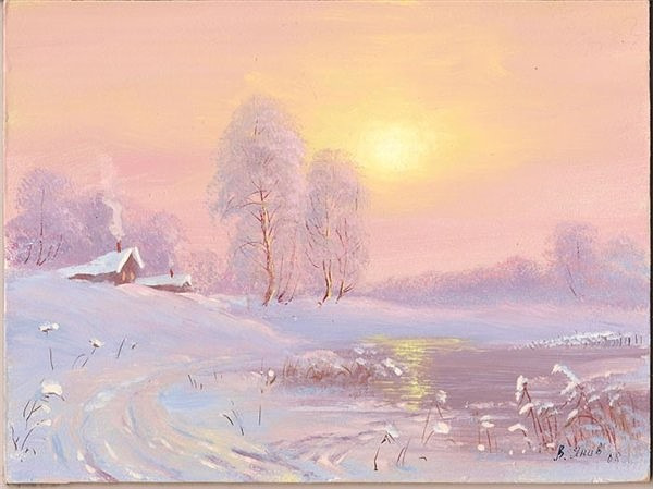Виктор Янов зимний пейзаж 9 (600x449, 175Kb)