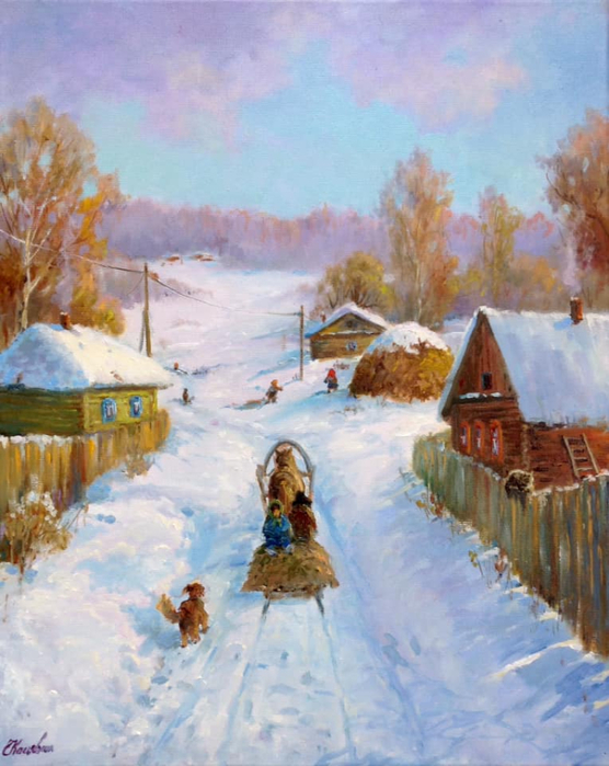 2 Зима в деревне (556x700, 387Kb)