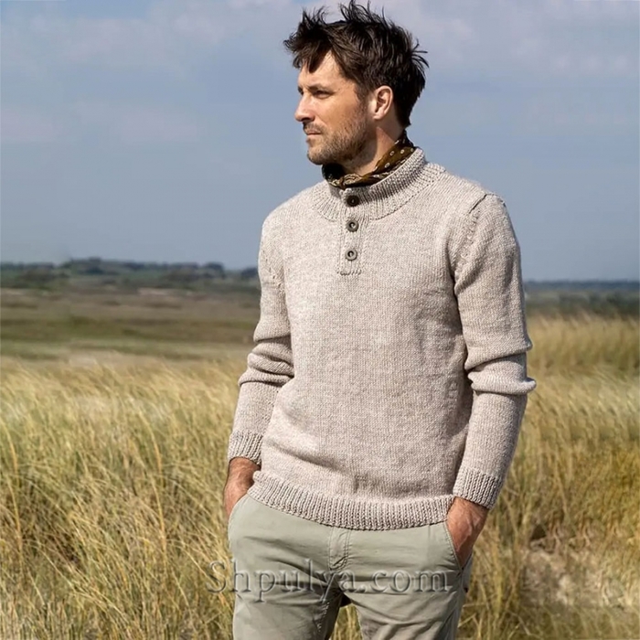 Вязаный мужской пуловер с застежкой поло/5557795_3516 (700x700, 304Kb)