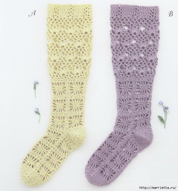 Ажурные носки и гетры крючком (2) (580x623, 216Kb)