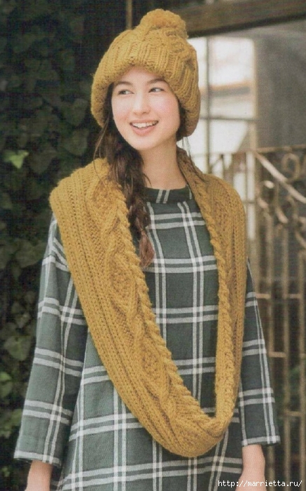 Теплая шапка и шарф-хомут спицами (1) (437x700, 241Kb)
