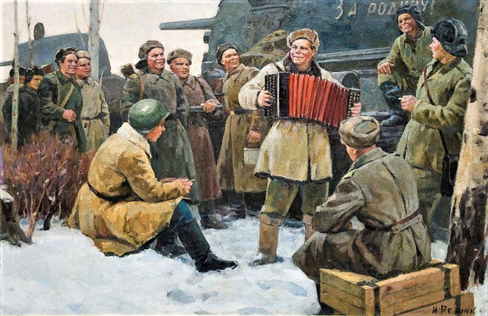 Reznik-Igor-Aleksandrovich-1918-1978-Otdyh-posle-boya-1960-e (700x453, 409Kb)