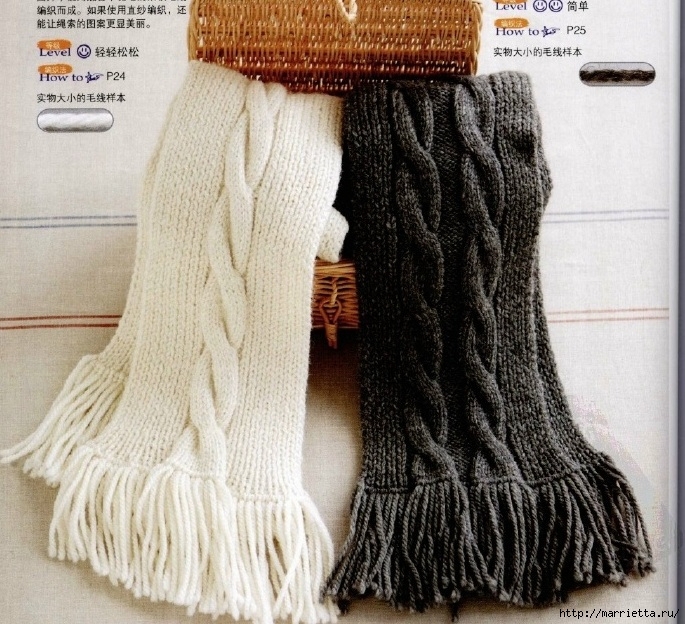 Вяжем шарф спицами. Схемы вязания (1) (685x624, 345Kb)
