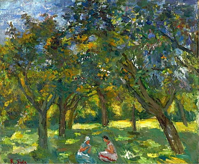 1930- + Two Women Sitting Among Trees. , . 60 by 73 cm.   2009. . 230.500  (2) (700x574, 238Kb)