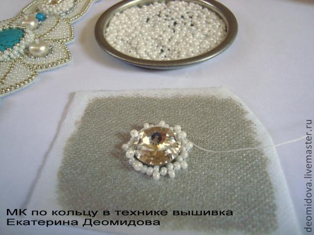 Бисероплетение. Создание кольца в технике вышивка (5) (635x476, 152Kb)