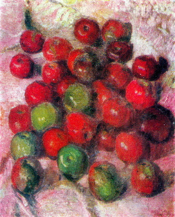 1920 Красные яблоки на розовой скатерти. Х., м. 79-64,5 см. Абрамцево (565x700, 231Kb)