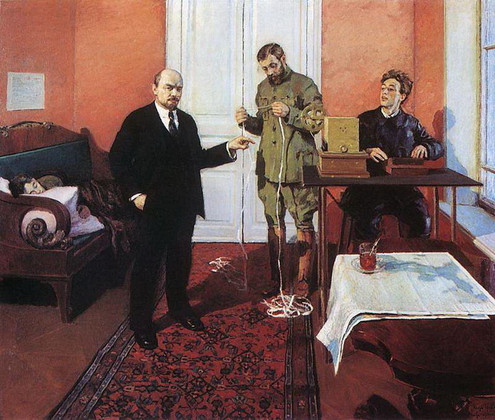 1927-1933 В.И.Ленин у прямого провода. Х.,м. 150x200 см. (1938 ГИМ q) (700x592, 164Kb)