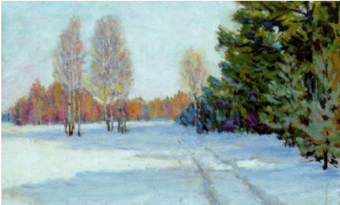 1936 Маленький зимний пейзаж. Карт, м. 20 x 31 cm. ЧС (700x421, 84Kb)