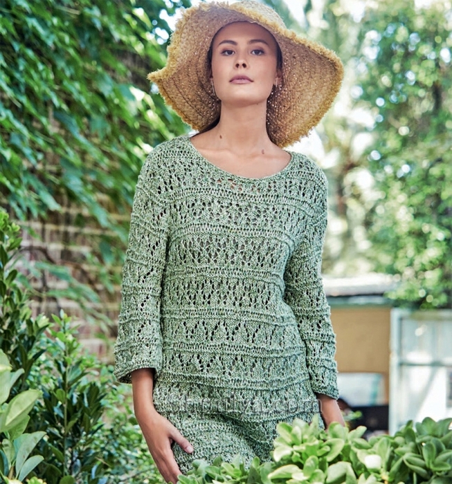 Удлиненный ажурный пуловер из зеленой меланжевой пряжи/5557795_3788 (653x700, 409Kb)