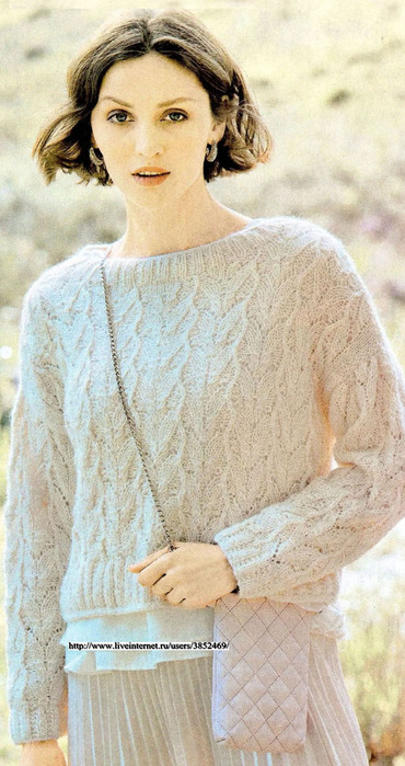 Пуловер с ажурным узором (370x700, 116Kb)