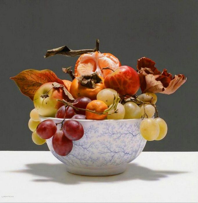 Pintura realista al óleo Bodegones con frutas (682x700, 313Kb)