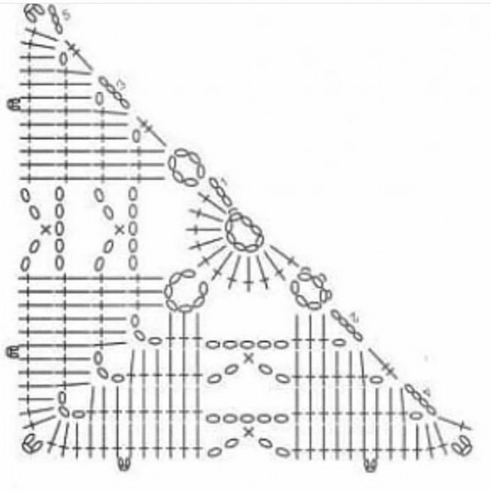 Шали и бактусы крючком со схемами и описанием от центра