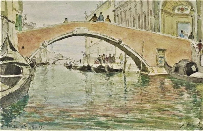 1883 The Canal at Venice, wc, 16×26, DAG Louvre (M5a;iR23).  (700x451, 123Kb)