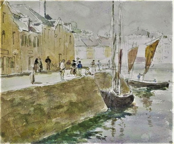 1883 Quay in a port, at ebb tide (Venice), wc, 24×29, DAG Louvre. Compare 8IE-1886-153, Fondamenta Nuove, Venise (aquarel (700x580, 138Kb)