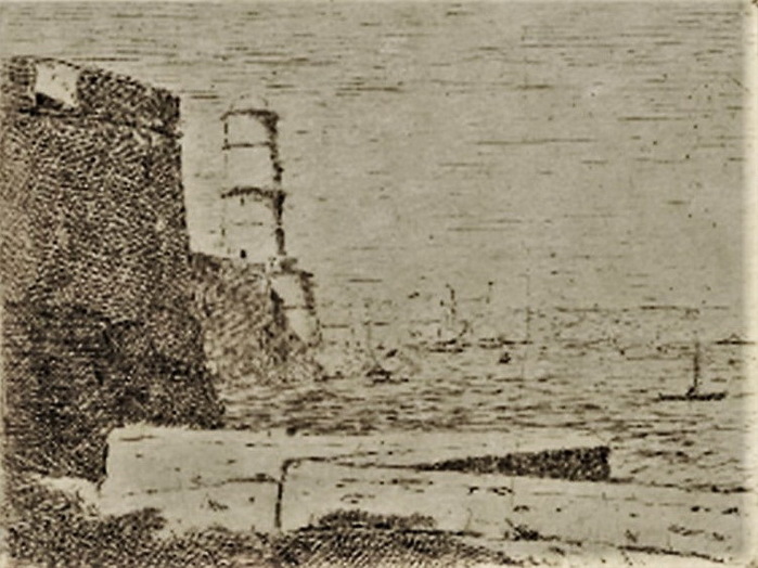 1891ca (1879-1901ca), View on the lighthouse of Collioure, etch (700x524, 113Kb)