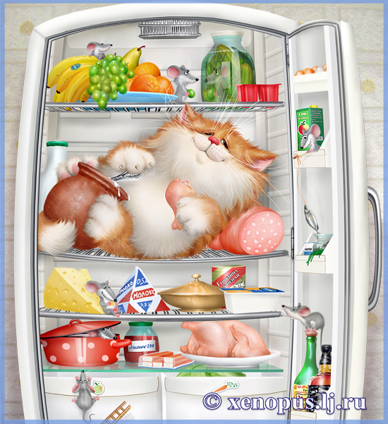 Кот в холодильнике (550x601, 402Kb)