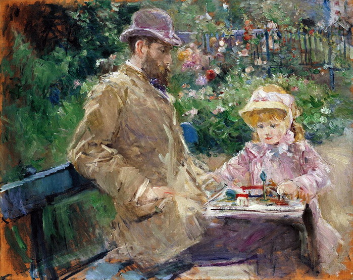 1881 Eugène_Manet_et_sa_fille_dans_le_jardin_de_Bougival_-_Musée_Marmottan-Monet (700x554, 214Kb)