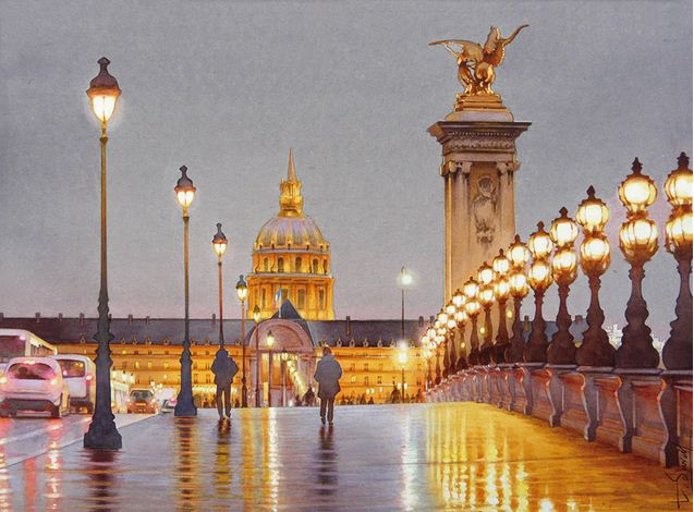 Thierry-Duval.-Kartinyi-iz-akvareli.-Noch-na-mostu-Aleksandra-III (637x470, 227Kb)