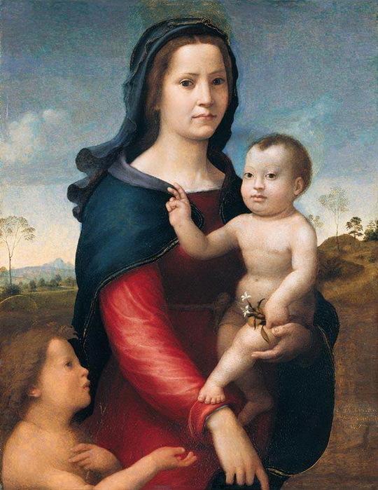 1515-1518 The Madonna and Child with the Infant St John the Baptist. , . 69  51 cm.   (540x700, 148Kb)