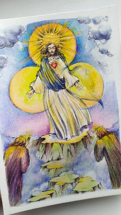 рисунок на евангельскую тему Преображение, художник Ольга Лялина, ShraddhaArt 2023 (15) (394x700, 418Kb)