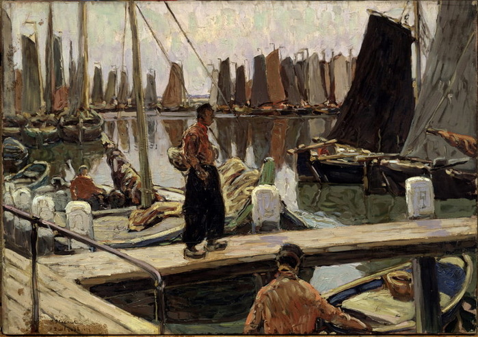 1912 Sailing boats. Calm. , . 69 x 99,5 .  (700x492, 152Kb)