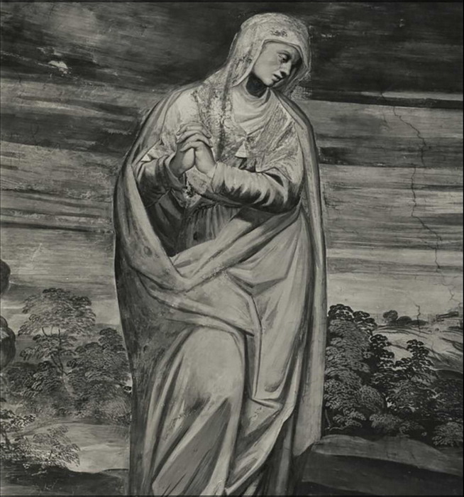 1578-1582 Peterzano Simone - sec. XVI - Madonna addolorata ai piedi della croce  particolare (654x700, 138Kb)