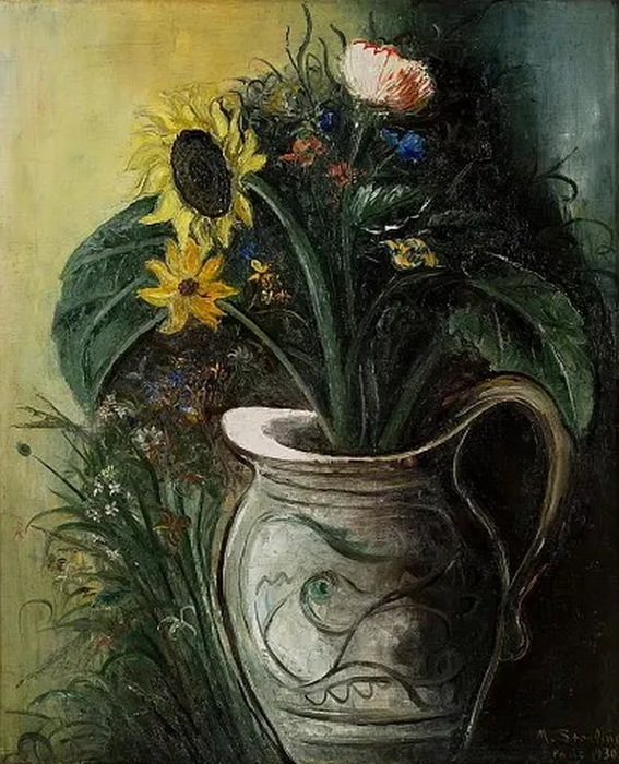 1930 Flowers in a Modern Pitcher. , . 61 x 50 cm.    2015 (567x700, 153Kb)