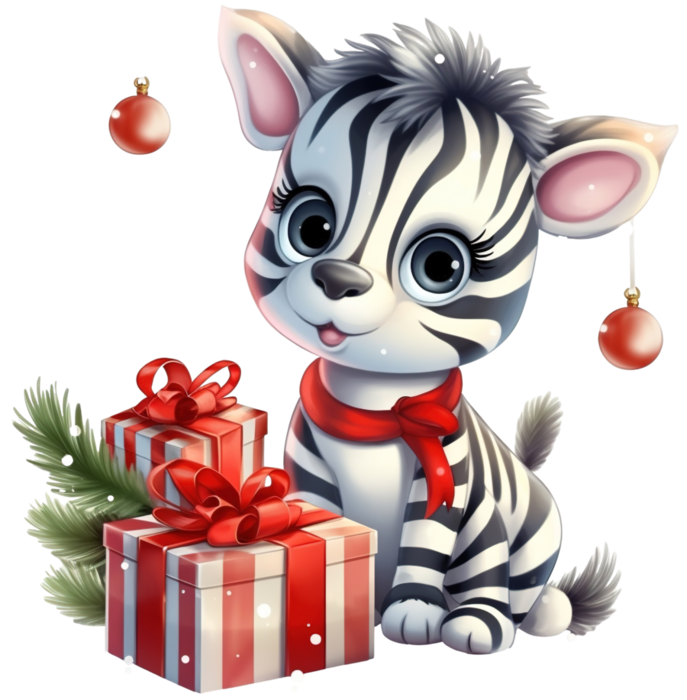 Pngtreecute zebra with christmas gift_13511086 (687x700, 467Kb)