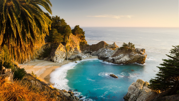 McWay Falls, Julia Pfeiffer Burns State Park, Big Sur, Monterey County, California, USA (700x393, 385Kb)