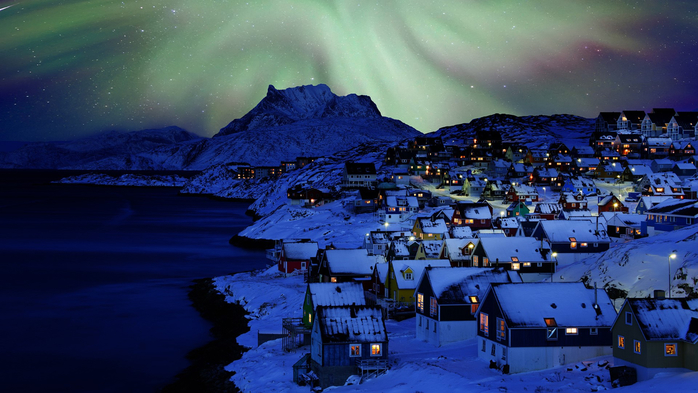 Nuuk Old Town Northern Light, Greenland (700x393, 352Kb)
