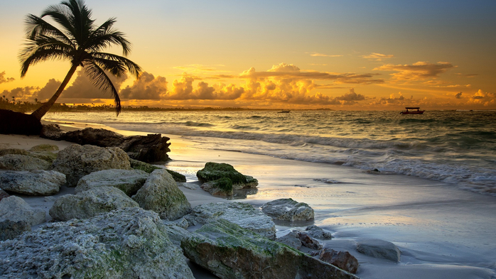 Punta Cana beach at sunset, Dominican Republic (700x393, 345Kb)